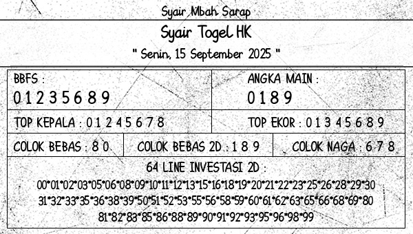 Syair Mbah Sarap - Syair Togel HK